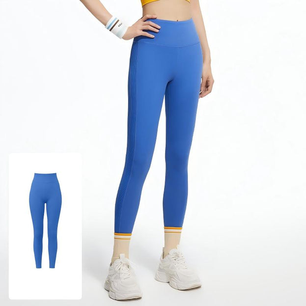 Striped Patchwork Hip Breathable High Waist Yoga Pants