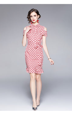 Off-the-Shoulder Peplum Temperament Dress Elegant Slimming Fish Tail Skirt