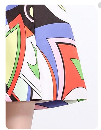 Fashion Printed Suit Collar Coat Temperament Waist Slimming Breasted Mid-Length Trench Coat