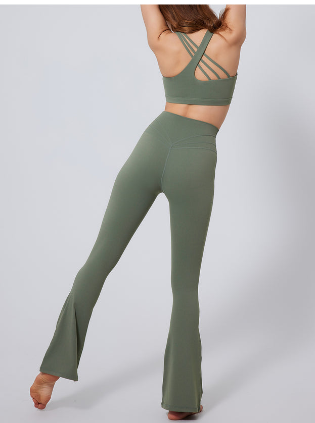 Tight-Fitting Sports Yoga Pants With Flared Legs For Women