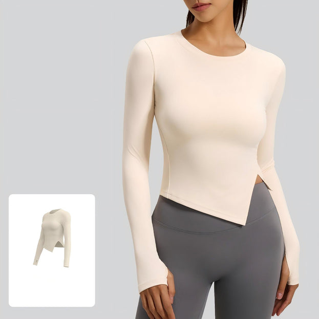 Moisture-wicking Naked Sensation Long Sleeve Slim Fit Slit Yoga Wear