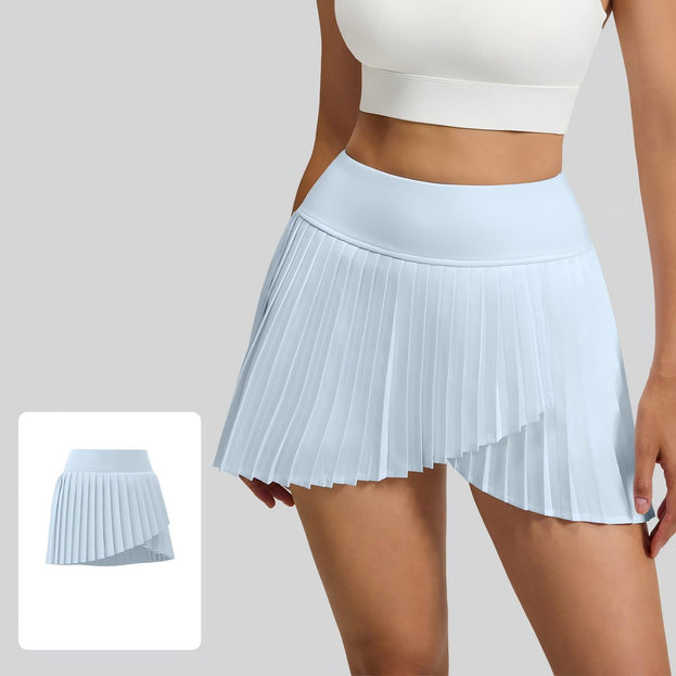 Anti-Exposure Slit Yoga Pleated Short Skirt with Pockets