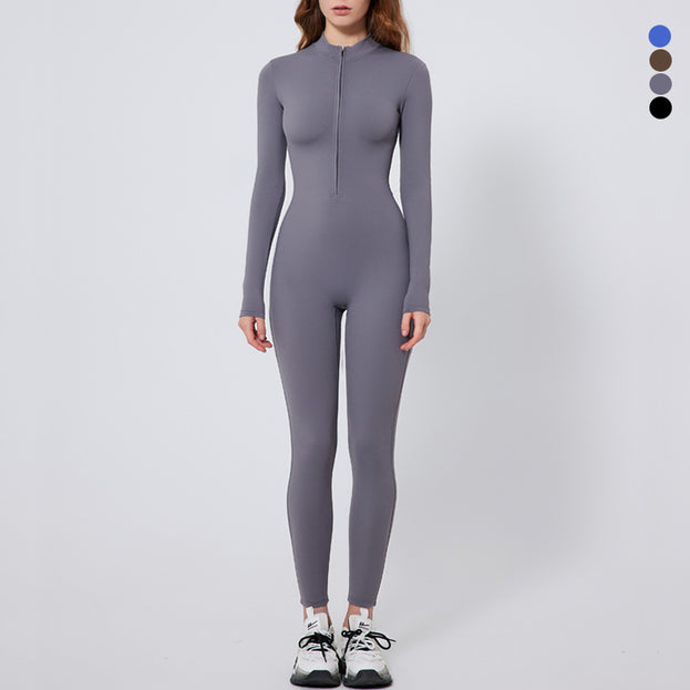 Long-Sleeved Tight-Fitting One-Piece Sports Yoga Suit For Women