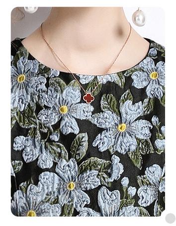 Sundress Socialite Temperament Jacquard Crewneck Sleeveless Mid-Length Dress