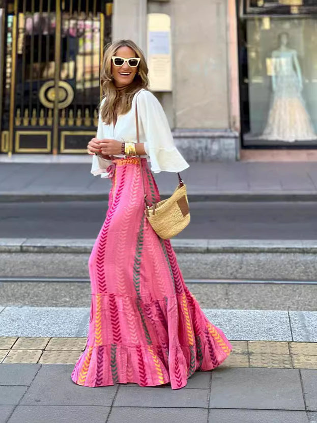 Summer Fashion Sexy Top and Elegant Long Skirt Casual Set for Women