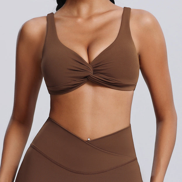Women's Twisted Knot Chest Pad Exercise Yoga Bra