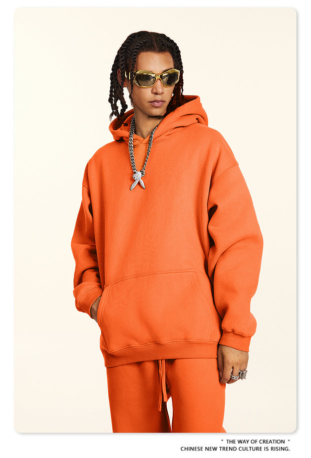 Dopamine Solid-color Fashionable Casual Commuting Youth Hooded Men's Sweatshirt