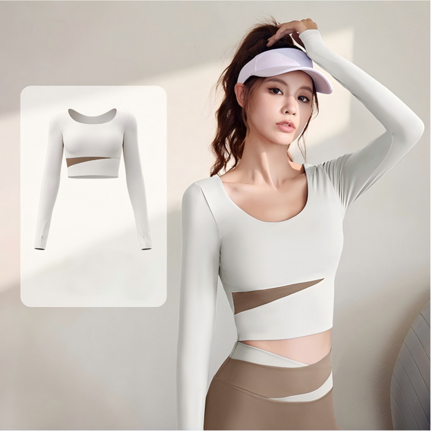 Multi-Color Long-Sleeved Tight-Fitting Sports Yoga Top