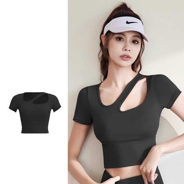 Slimming Naked Short Shoulder Strap Chest Pad Sports Short Sleeve