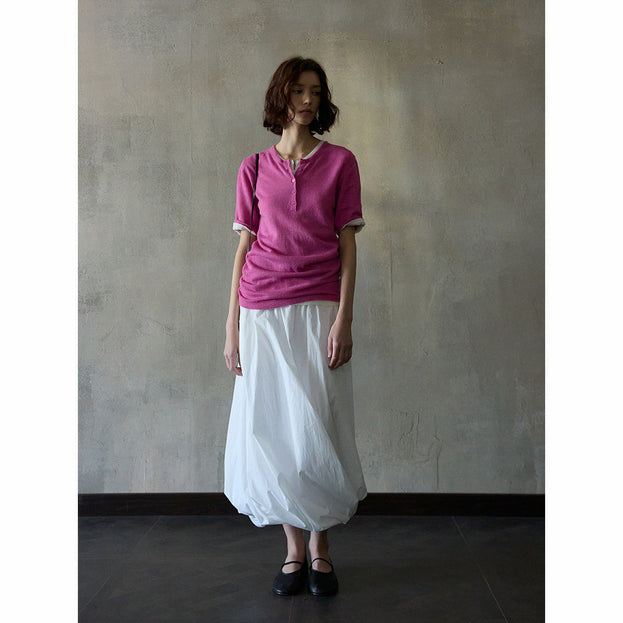 Elegant Solid-color Soft Jersey Women Top