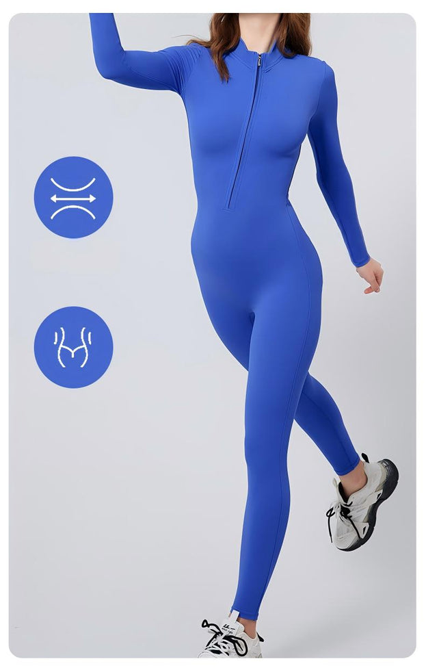 Long-Sleeved Tight-Fitting One-Piece Sports Yoga Suit For Women