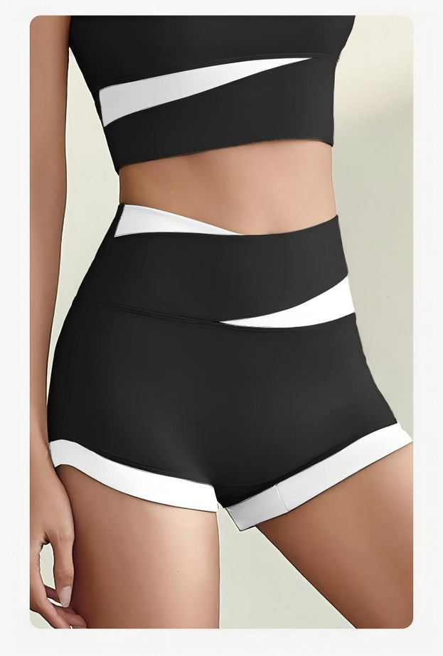 Women's Color Contrast Sports Fitness Shorts