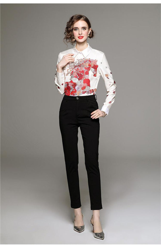 Full Matching Waist Shrink Positioning Printed Shirt
