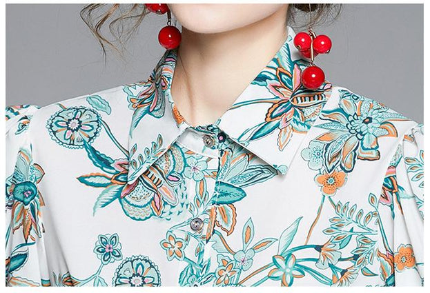 Western Style Female Design Sense Bubble Sleeve Shirt Female European Shirt Lantern Sleeve