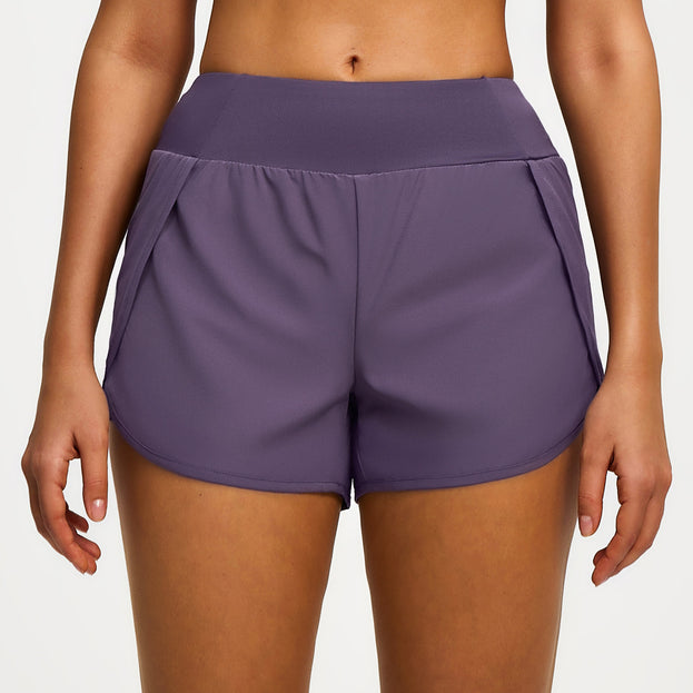Fake Two-Piece Loose-Fit Workout Yoga Shorts with Side Pockets