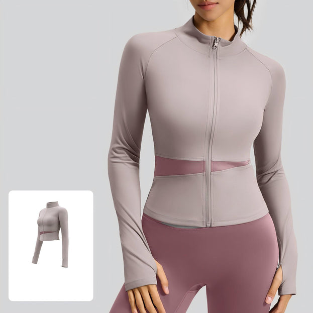High-Neck Slim-Fit Multi-Color Yoga Jacket