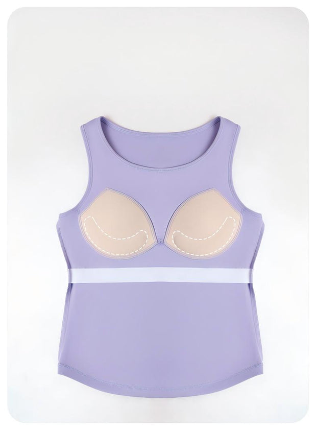 Integrated Round-Neck Sports Vest for Yoga