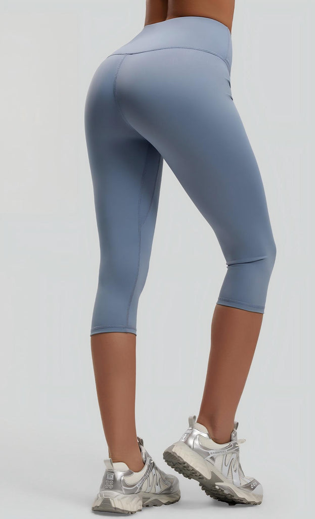 Women's Stretch Sports Hip High Waist Capri Pants Fitness Pants