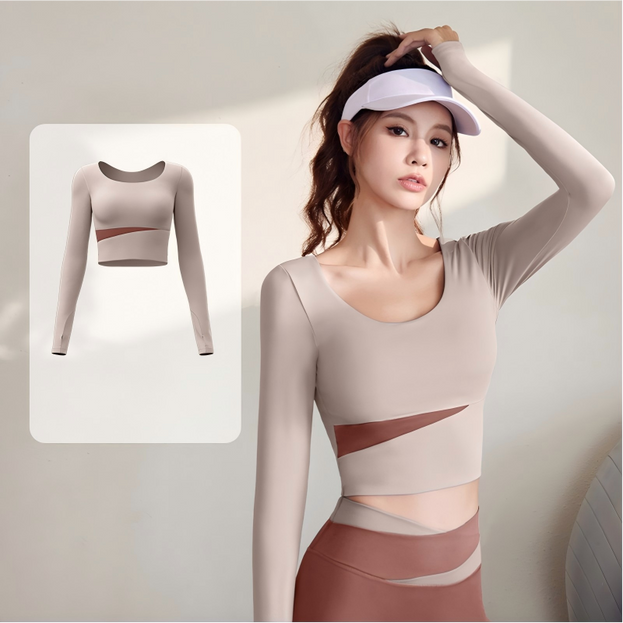 Multi-Color Long-Sleeved Tight-Fitting Sports Yoga Top