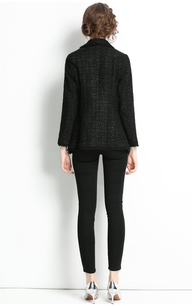 Double Breasted Slim Tweed Blazer Coat