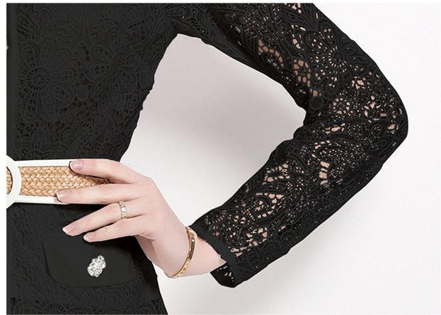 Water-Soluble Pleat Splicing Chiffon High-Waisted Lapel Long-Sleeved Fake Two-Piece Long Skirt Dress