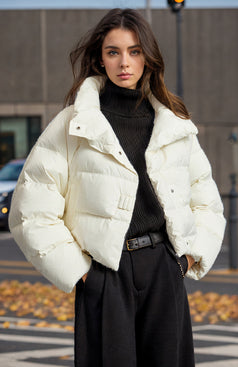 Winter Fashionable Versatile and Warm Short High-Neck Long Sleeve Jacket for Women