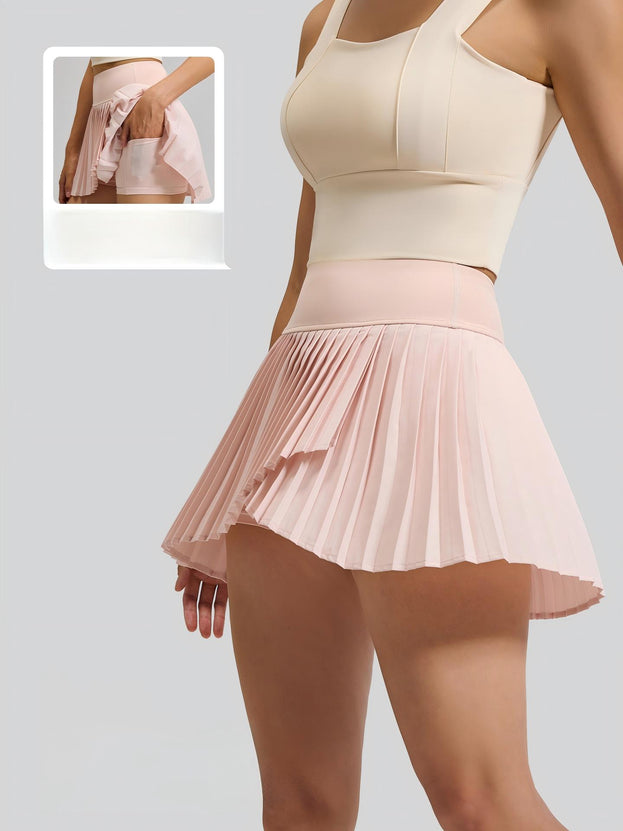 Anti-Exposure Slit Yoga Pleated Short Skirt with Pockets