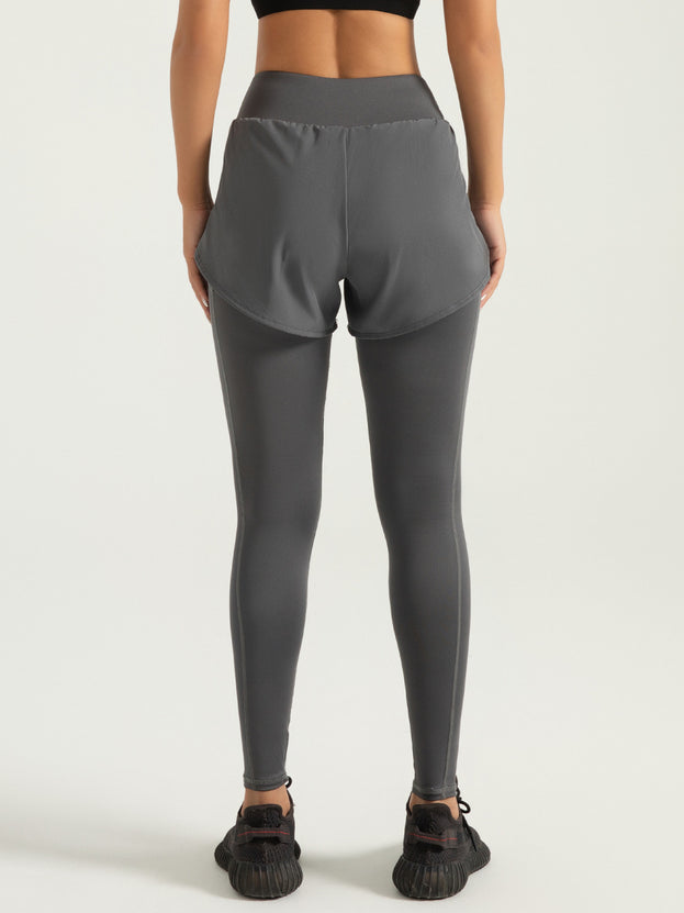 Two Pairs Of High-Waisted Fitness Yoga Pants with Pockets