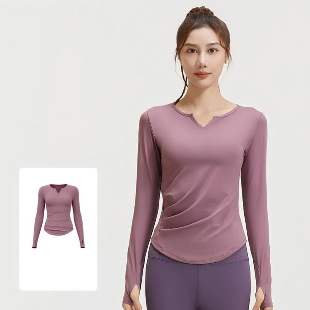Women's V-neck Stretch Sports Fitness Yoga Top