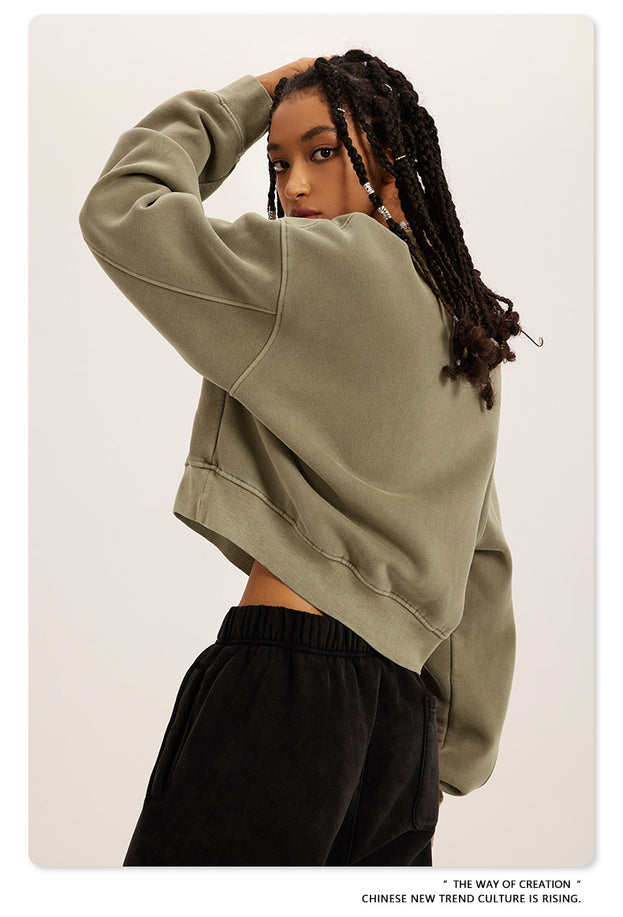Trendy V-neck And Fleece American Sweatshirt