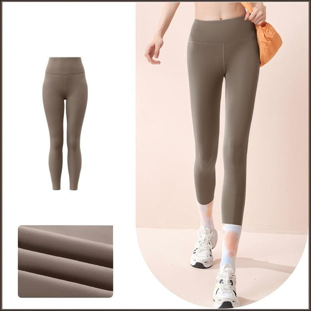 Winter and Autumn Thin Fleece High-Waisted Seamless Yoga Pants for Women