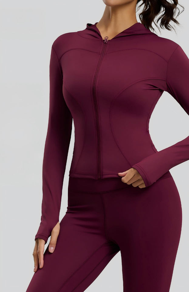 Women's High-Bomb Naked Slim-Fit Tight Hooded Yoga Clothes