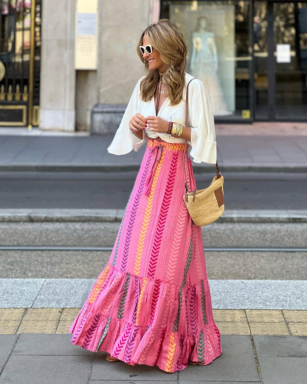 Summer Fashion Sexy Top and Elegant Long Skirt Casual Set for Women