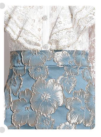 Lace  Mosaic Waist Slimming A-Line Skirt Dress