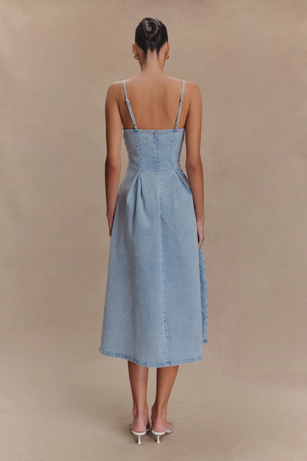 Summer Fashion Sexy Square-Neck Waisted Denim Slip Dress for Women