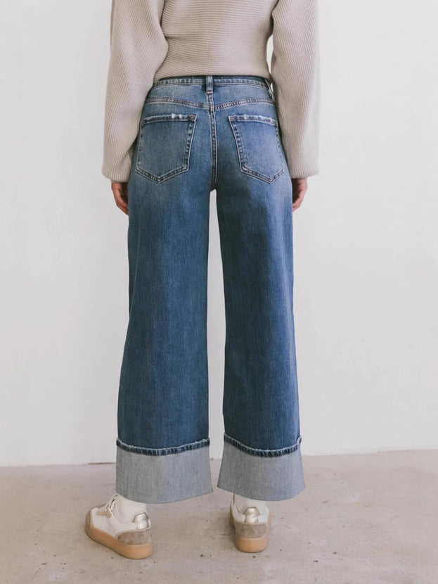 Summer Casual Fashion Straight Loose Washed Denim Pant for Women