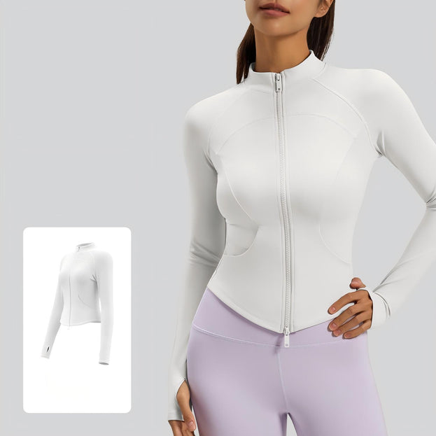 Slim Fitness Double Zipper Running Jacket with Side Zipper