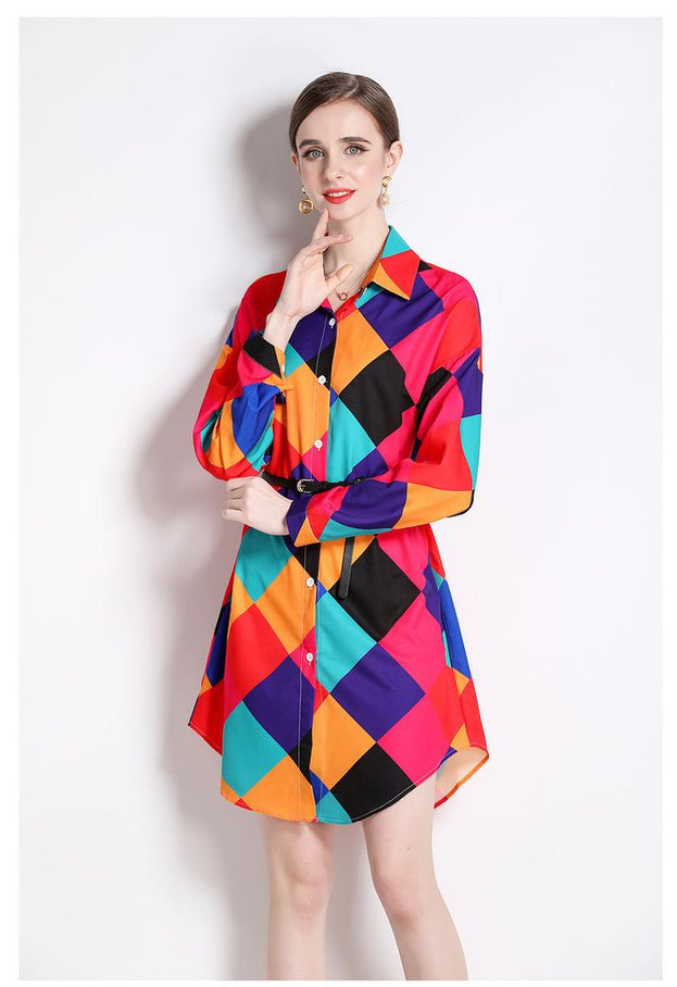 Vintage Top Lapel Long Sleeve Shirt New Printed Long Shirt