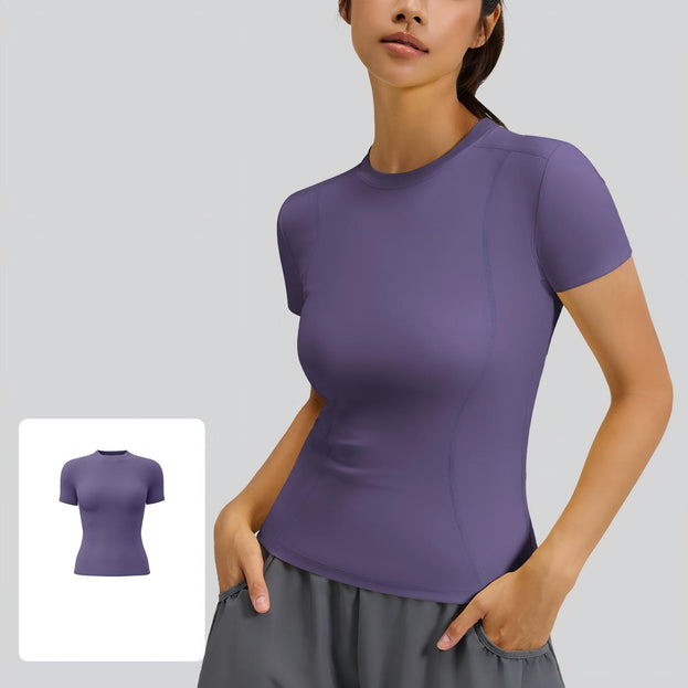 Slim-Fit Sports Tight Round-Neck Yoga T-shirt