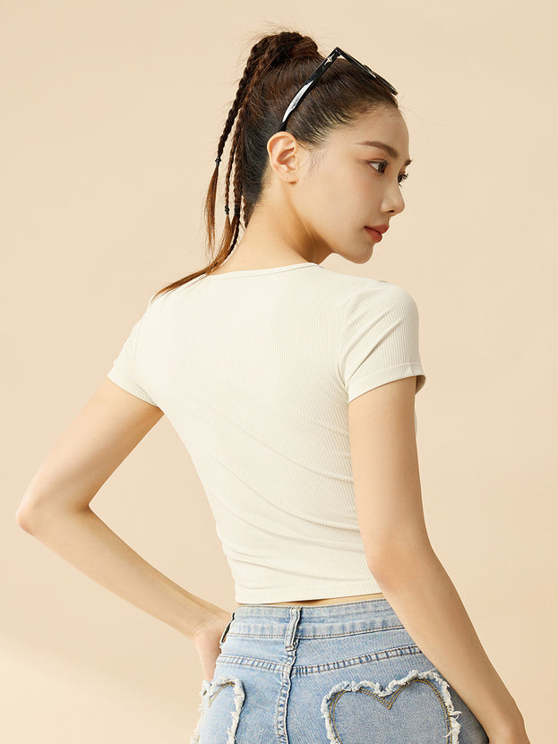 Slimming Breathable Striped Yoga Top