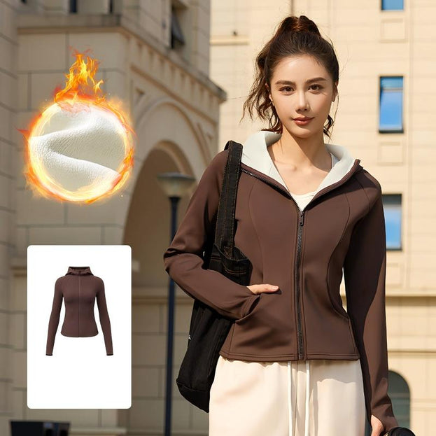 Outdoor Sport Slimming Windproof Hooded Yoga Jacket