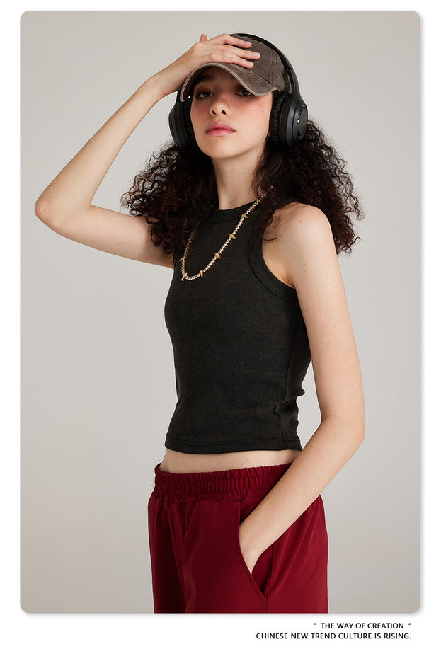 Summer Short Solid-color Commuter Women's Vest Top