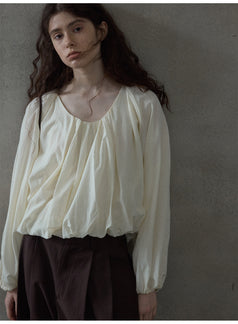 Simple And Fashionable Round-neck Long-sleeved Women Blouse