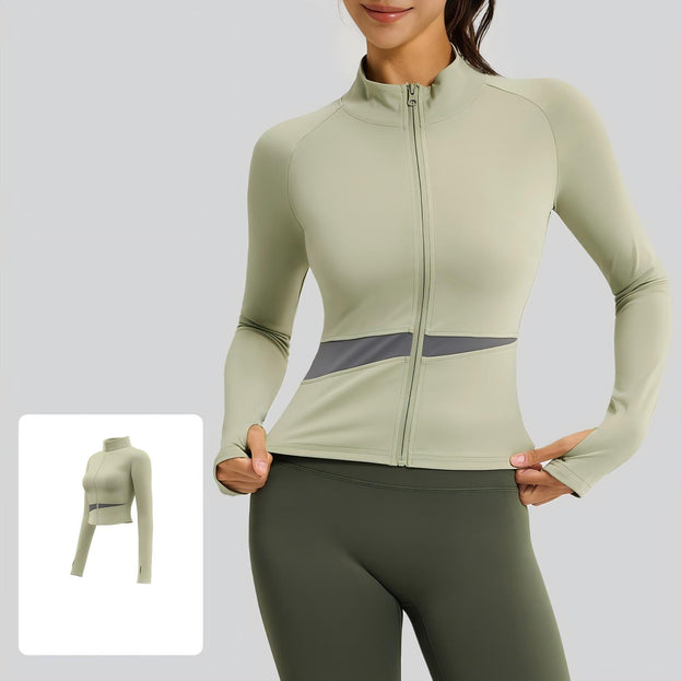 High-Neck Slim-Fit Multi-Color Yoga Jacket
