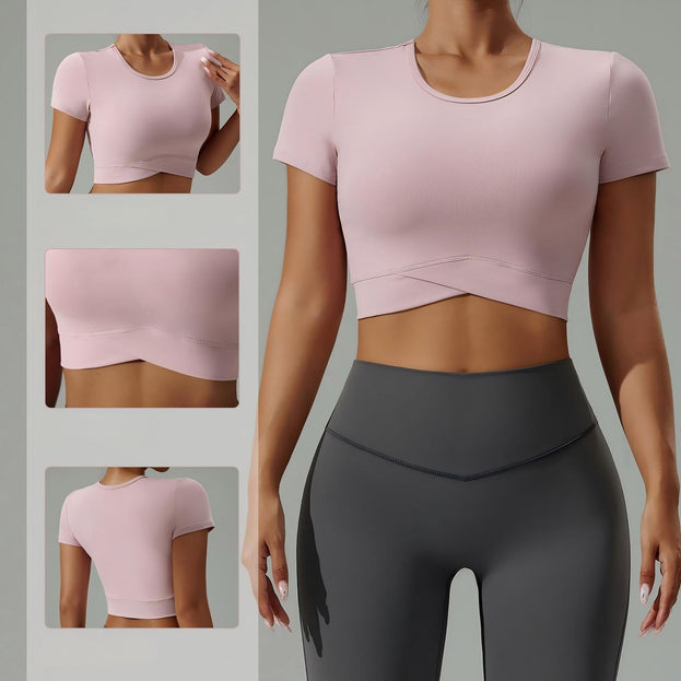 Women's Low-Cut Round-Neck Fitness Yoga Breathable Top
