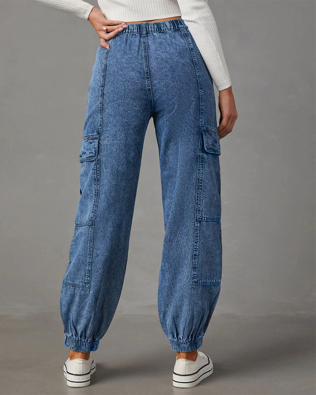Summer Low-Waist Daily Ankle-Cut Denim Pant with Pockets for Women