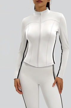 Line-feel Slim Stand Collar Long Sleeve Running Fitness Coat