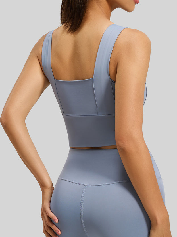 Fixed Cup Gathering Fitness Yoga Back Support Bra