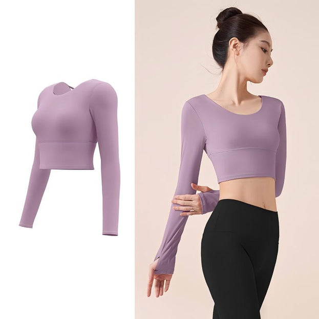 Fitness Yoga Cross-Design Long-Sleeved Top