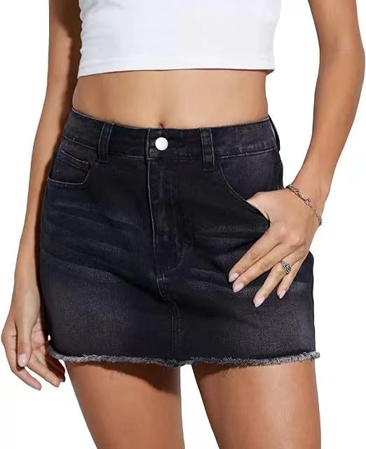 Summer Fashion Versatile Low-Waist A-Line Mini Denim Skirt for Women